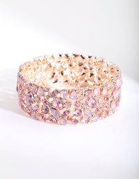 Rose Gold Multi Diamante Stretch Bracelet - link has visual effect only