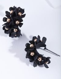 Black Mini Flower Cluster Hoop Earrings - link has visual effect only