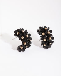 Black Mini Flower Cluster Hoop Earrings - link has visual effect only