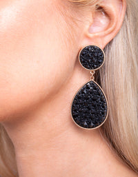 Black Embellished Teardrop Earrings - link has visual effect only