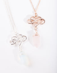 Mixed Metal Infinite Love Semi Precious Necklace Set - link has visual effect only