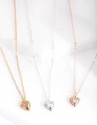 Mixed Metal Semi Precious Heart Necklace Pack - link has visual effect only