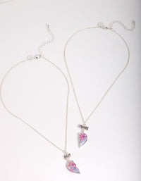 Kids Silver Glitter Heart BF Necklace Set - link has visual effect only