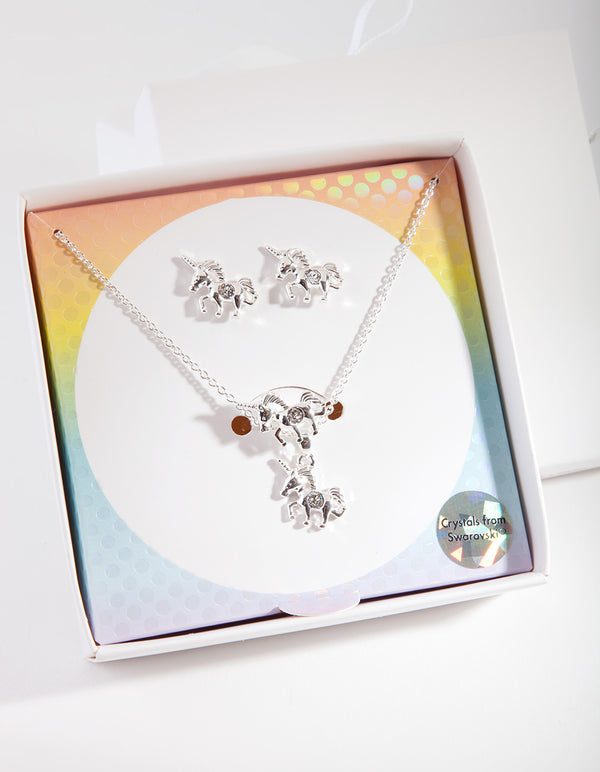 Kids Diamond Simulant Unicorn Jewellery Set