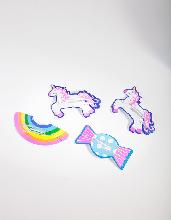 Kids 1cm Unicorn Clip 4-Pack