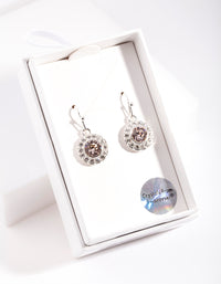 Silver Diamond Simulant Circle Drop Earrings - link has visual effect only