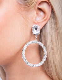 Silver Diamante Wrapped Hoop Earrings - link has visual effect only