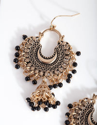 Mini Antique Gold Bead Tassel Drop Earrings - link has visual effect only