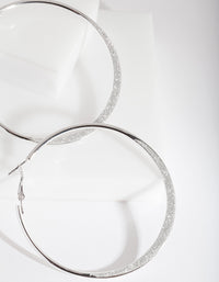 Large Silver Glitter Edge Hoop Earrings - link has visual effect only