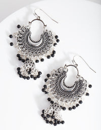 Mini Antique Silver Bead Tassel Drop Earrings - link has visual effect only