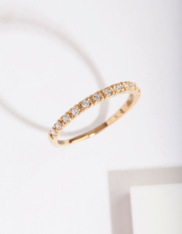 Gold Plated Sterling Silver Pave Diamante Ring