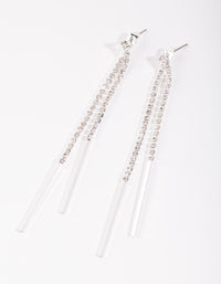 Silver Diamante Cup Chain Drop Earrings - link has visual effect only