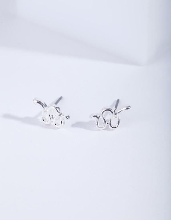 Silver Snake Stud Earrings