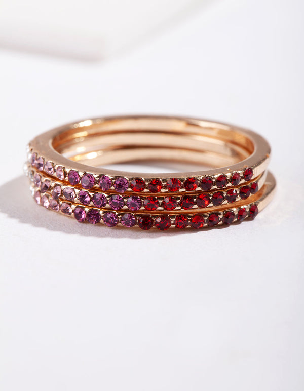 Tones of Red Ombre Diamante Ring Pack