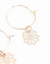 Rose Gold Dainty Petal Hoop Earrings - link has visual effect only