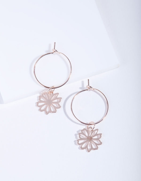 Rose Gold Dainty Petal Hoop Earrings