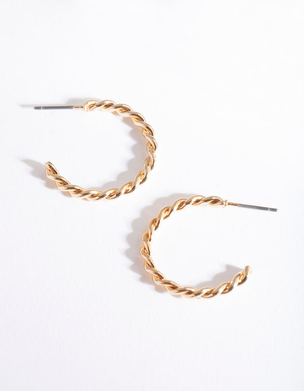 Gold Twisted Hoop Earrings