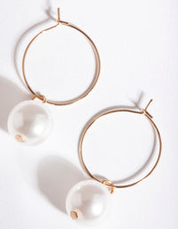 Gold Large Pearl Hoop Earrings - link has visual effect only