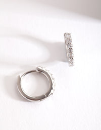 Rhodium Cubic Zirconia Crystal Huggie Earrings - link has visual effect only