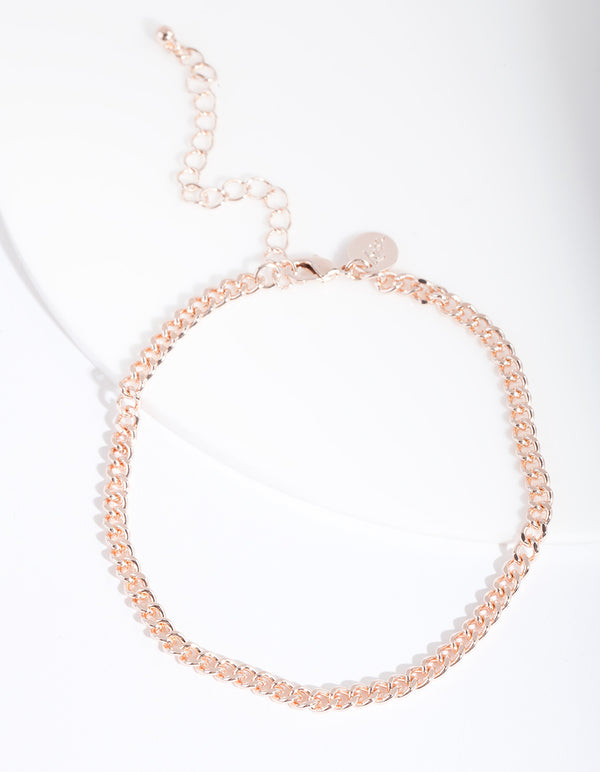 Rose Gold Diacut 5mm Curb Chain Anklet