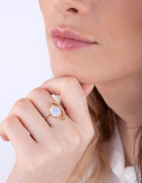 Gold Rainbow Stone & Moon Ring - link has visual effect only