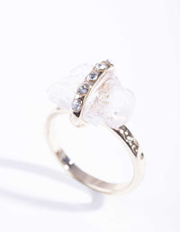 Gold Raw Stone With Diamante Strap Ring - link has visual effect only