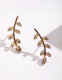 Gold Mini Leaf Stud Earrings - link has visual effect only