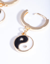 Gold Yin & Yang Huggie Earrings - link has visual effect only