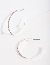 Silver Thin Diamante Hoop Earrings - link has visual effect only