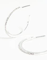 Silver Thin Diamante Hoop Earrings - link has visual effect only