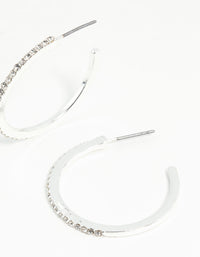 Silver Thin Diamante Hoop Earrings - link has visual effect only