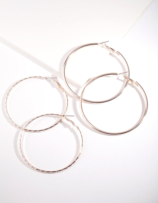 Rose Gold 60MM Hoop Earring Pack