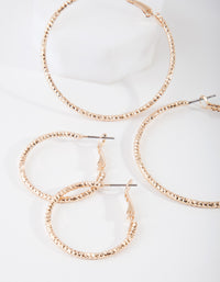 Gold Triple Diamond Cut Hoop Earring Pack - link has visual effect only