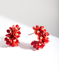 Red Flower Cluster Hoop Earrings - link has visual effect only