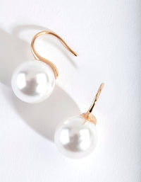 Gold Pearl Fish Hook Earrings - link has visual effect only