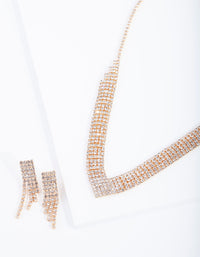 Gold Diamante Earrings Necklace Set - link has visual effect only