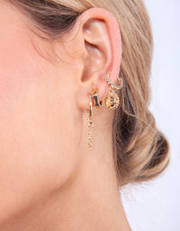 Gold Hexagon Huggie Earrings - link has visual effect only