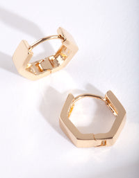 Gold Hexagon Huggie Earrings - link has visual effect only