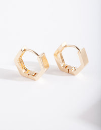 Gold Hexagon Huggie Earrings - link has visual effect only