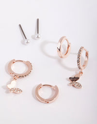 Rose Gold Butterfly Earring Stack Pack - link has visual effect only