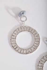 Silver Mini Diamante Cutout Disc Earrings - link has visual effect only