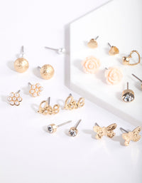 Gold Flower & Pearl Earring 12-Pack - link has visual effect only