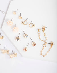 Gold Flower & Pearl Earring 12-Pack - link has visual effect only