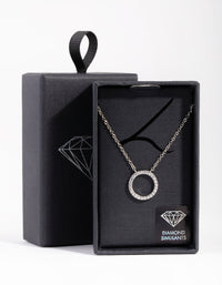 Silver Cubic Zirconia Open Circle Necklace - link has visual effect only