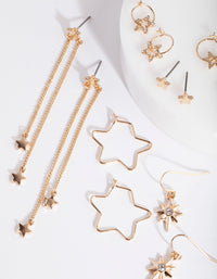 Gold Multi Star Earring 6-Pack - link has visual effect only