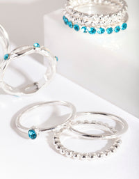 Silver Blue Diamante Ring 8-Pack - link has visual effect only