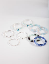 Silver Blue Marble Ring 8-Pack - link has visual effect only