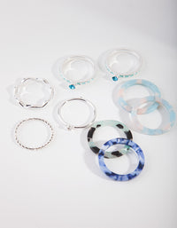 Silver Blue Marble Ring 8-Pack - link has visual effect only