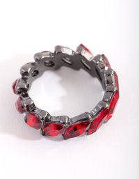 Gunmetal Navette Stone Band Ring - link has visual effect only