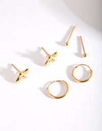 Gold Plated Sterling Silver Bee & Hoop Earring Pack - link has visual effect only